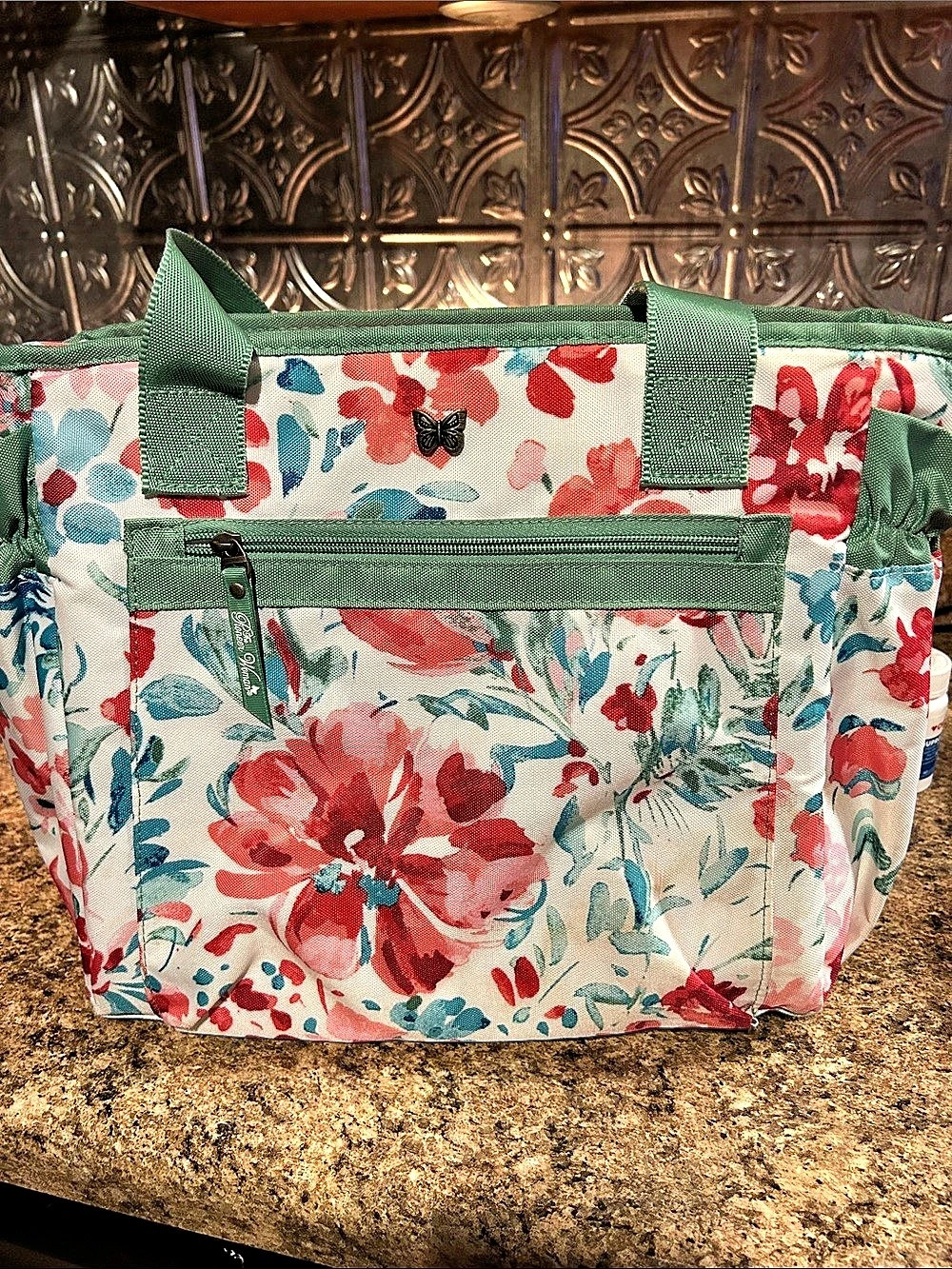 Pioneer woman Gifts Around Town Thermal Floral Tote White & Green
